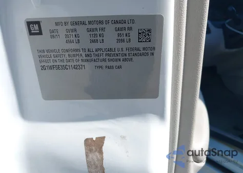 2012 Chevrolet Impala Ls Fleet from USA, damaged, VIN 2G1WF5E35C1142371